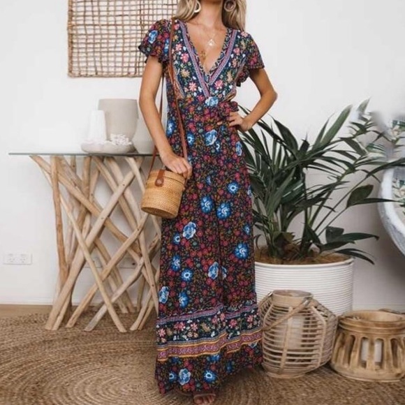 boho wrap maxi dress